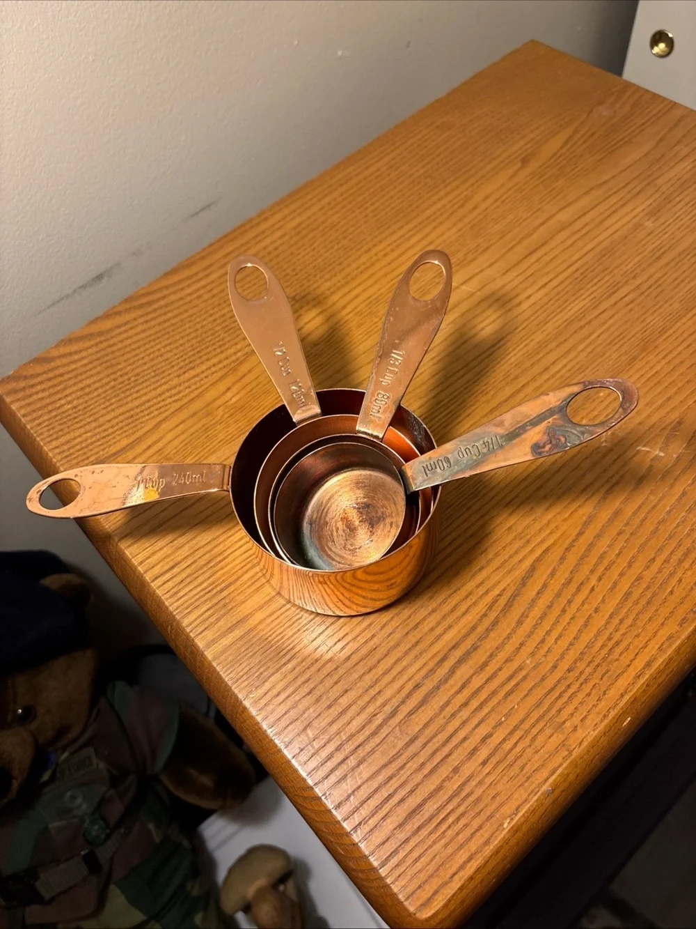 Copper-Tone Stainless Steel Nesting Measuring Cup Set - 4 Pieces